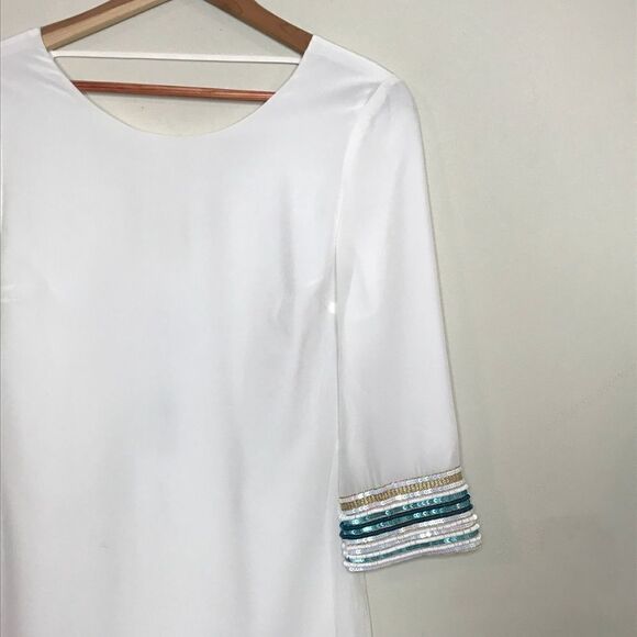 MLV Sz XS White Silk Sequence Tunic Dress NWT - Picture 1 of 7